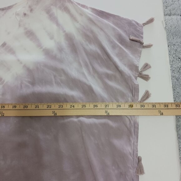 Surf Gypsy Purple White Tie Dye Cover Up With Tassels Small Kaftan Topper - Picture 9 of 11